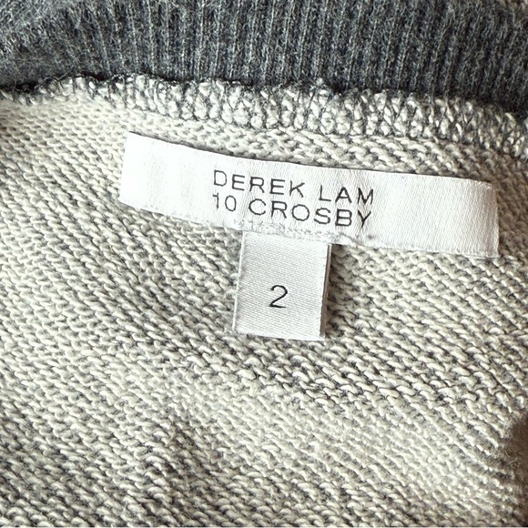 Derek Lam 10 Crosby Gray Cropped Frayed Sweatshirt Sz 2 - Picture 5 of 7